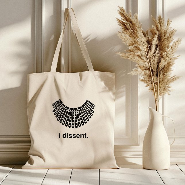 Tote Bag Ruth Bader Ginsburg I Disidence RBG Coller (Ruth Bader Ginsburg I Dissent illustrated tote bag.)