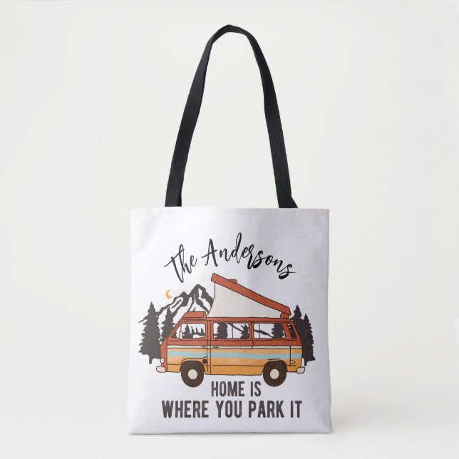 Tote Bag RV Camping Tent Trailer Home est l'endroit où vous (Devant)