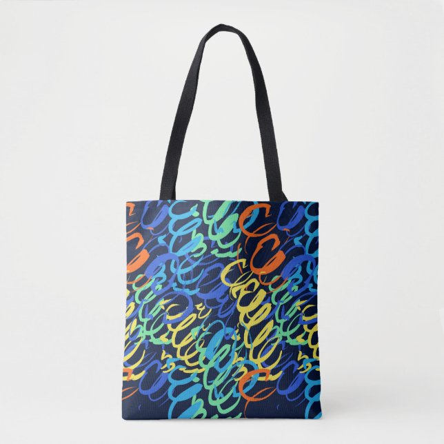 Tote Bag "Rythme & Couleur" Abstrait peint à la main (Devant)