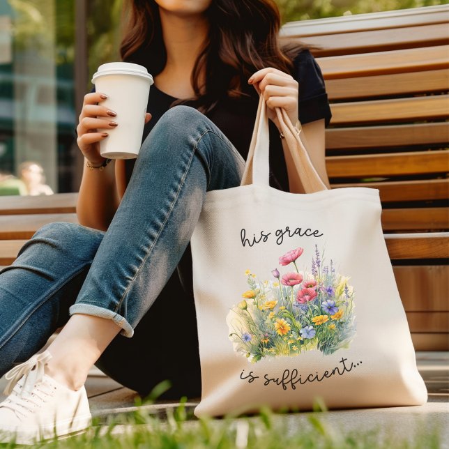 Tote Bag Sa Grâce Est Suffisamment Élégante Fleur sauvage (Créateur téléchargé)