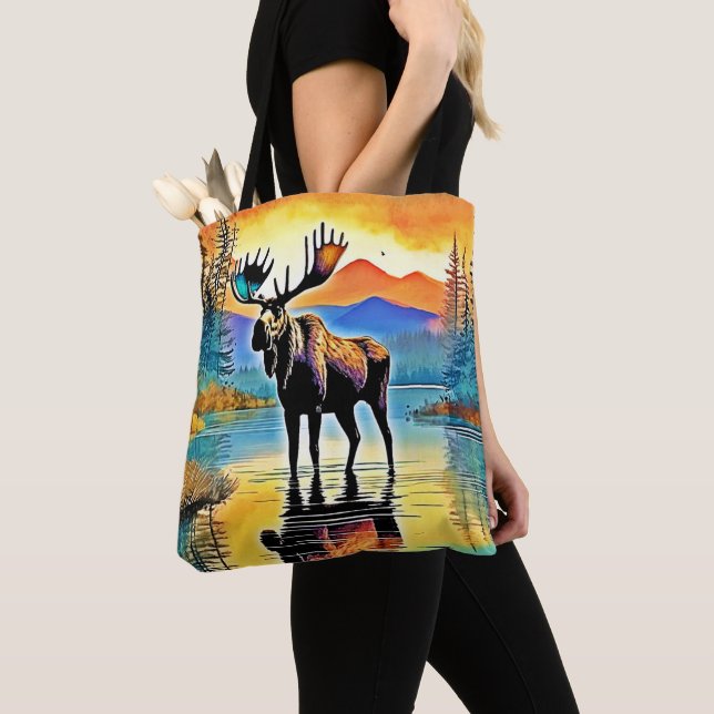 Tote Bag Sa Majesté du couché de soleil de Moose Lake (De près)