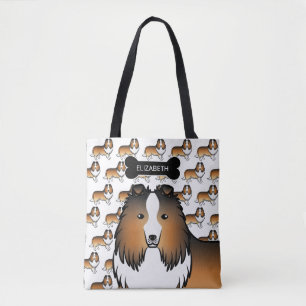 Tote Bag Sable Shetland Sheepdog Chien Et Os & Nom