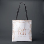 Tote Bag Sable Stripes & Rose Gold Confetti Bride Tribu<br><div class="desc">Stripes couleur Arrière - plan peut être changée en n'importe quelle couleur que vous voulez! Cliquez simplement sur la personnaliser Lien et faites défiler vers le bas jusqu'à la zone de couleur de l'arrière - plan pour sélectionner votre couleur personnalisée pour l'avant et l'arrière du produit. Sand Stripes & Rose...</div>