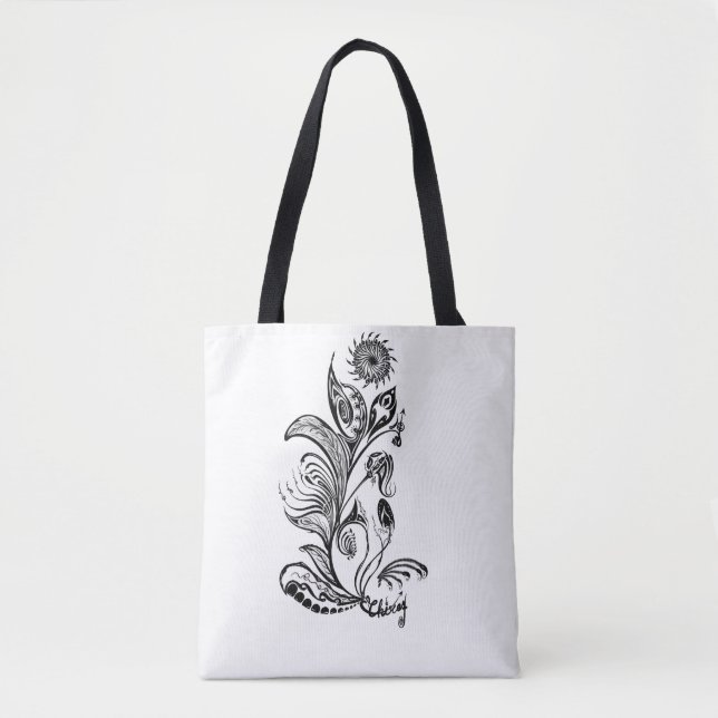 Tote Bag "Sac en toile Mandala Soleil levant, Joie grandiss (Devant)