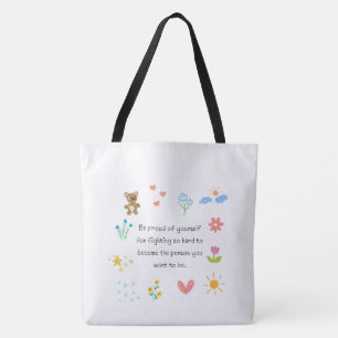 Tote Bag "Sac fourre-tout blanc à citation doodle florale m