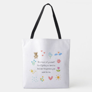 Tote Bag "Sac fourre-tout blanc à citation doodle florale m