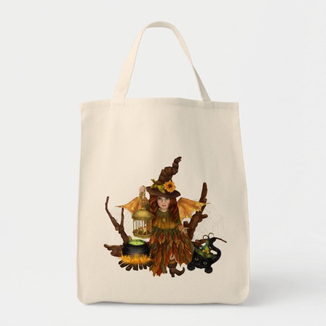 Tote Bag "Sac fourre-tout d'Halloween avec la Fée des Bois" (Devant)