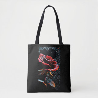 Tote Bag "Sac fourre-tout noir avec design rose rouge"