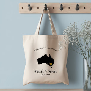 Tote Bag Sac, noir et or d'accueil de mariage de