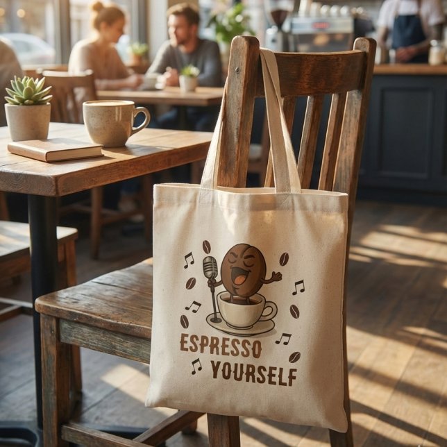 Tote Bag Sachez vous faire un expresso drôle en chantant un (Créateur téléchargé)