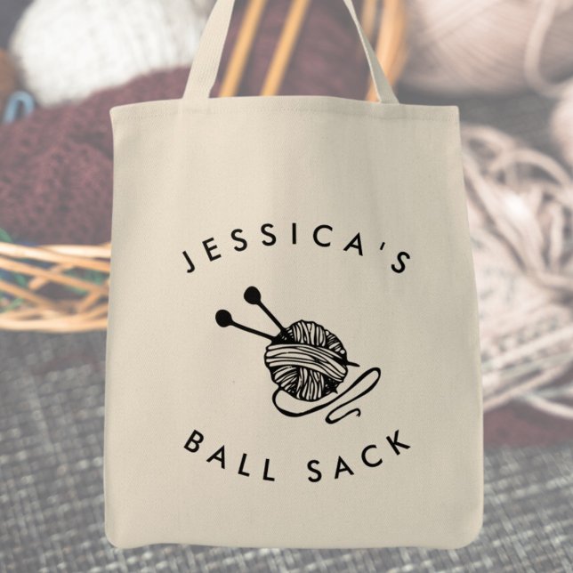 Tote Bag Sacoche de balle de Tricot drôle personnalisée (Personalised Funny Knitting Ball Sack Tote Bag)