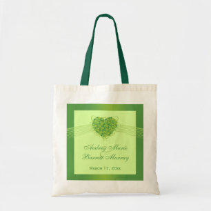 Tote Bag Sacoche de faveur pour mariage shamrock vert
