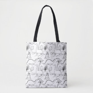 Tote Bag Sacoche de shopping aux dinosaures.