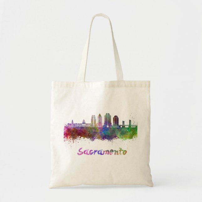 Tote Bag Sacramento V2 skyline en aquarelle (Devant)