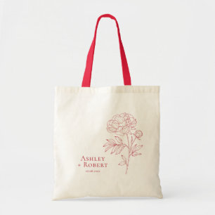 Tote Bag Sacre de mariage Fleur de pivoine rouge élégante