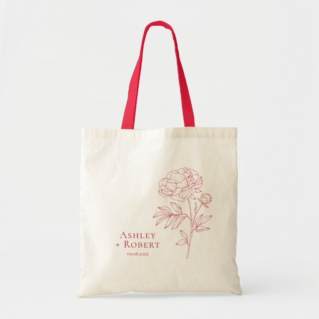 Tote Bag Sacre mariage élégant Fleur de pivoine rouge de bi (Devant)
