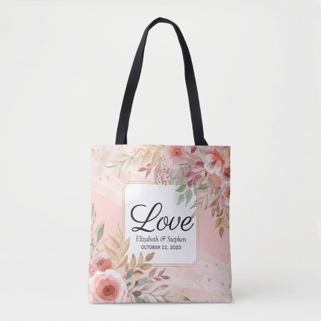 Tote Bag Sacs-cadeaux Merci mariage Moderne Fleurs Élégante (Devant)
