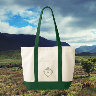 Tote Bag Sage Green Irlandais Celtic Swan Love Knot Monogra