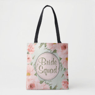 Tote Bag Sage Green & Peach Roses