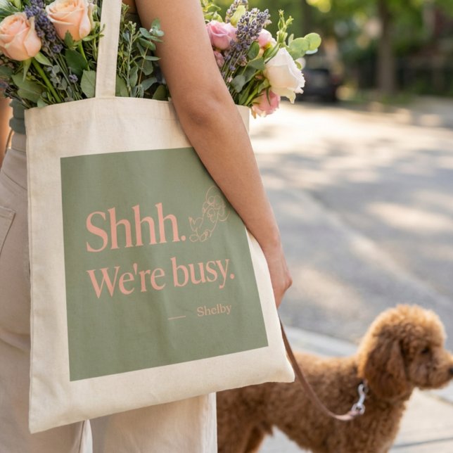 Tote Bag Sage Green Sleeping Poodle Dog Mom Custom Name (Créateur téléchargé)