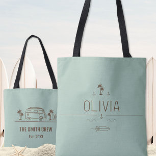 Tote Bag Sage Green Vintage Van Surfer Crew Impression Tout