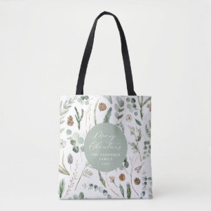 Tote Bag Sage vert Noël botanique minimale Fourre-tout