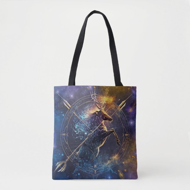 Tote Bag Sagittarius signe Zodiaque Aquarelle Design (Devant)