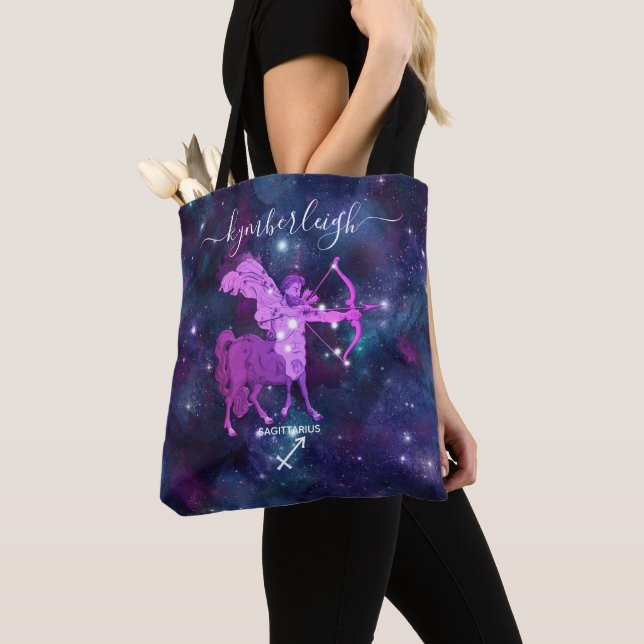 Tote Bag Sagittarius signe zodiaque Nom du monogramme cosmi (De près)