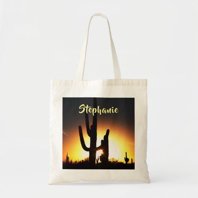 Tote Bag Saguaro Cactus avec un nom personnalisé (Devant)