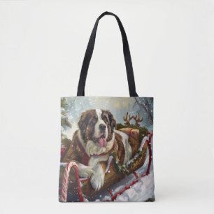 Tote Bag Saint Bernard Chien Festif de Noël