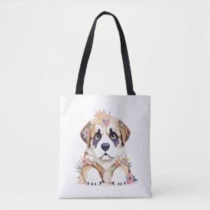 Tote Bag Saint Bernard Jouer adorable animal amusant coloré