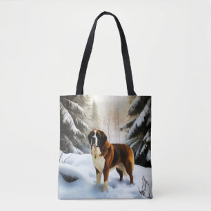 Tote Bag Saint Bernard Laisser Neige Noël