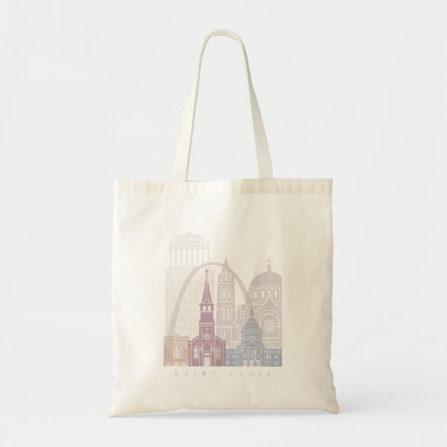 TOTE BAG SAINT LOUIS SKYLINE POSTER PASTEL (Devant)