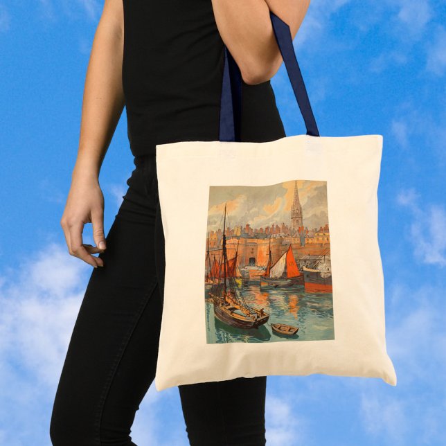 Tote Bag Saint Malo, France, Poster Vintage voyage (Créateur téléchargé)