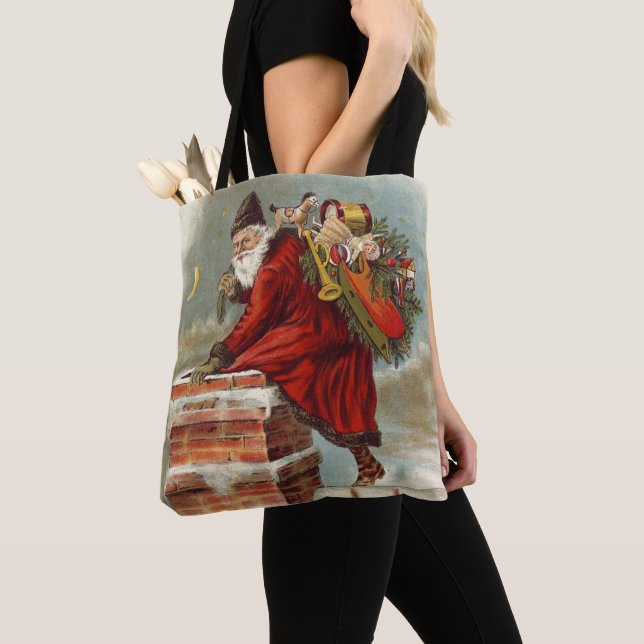 Tote Bag Saint Nicolas victorien de Noël sur le toit (De près)