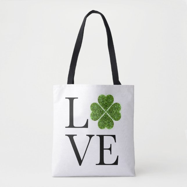 Tote Bag Saint Patrick | Amour | shamrock de parties scinti (Devant)