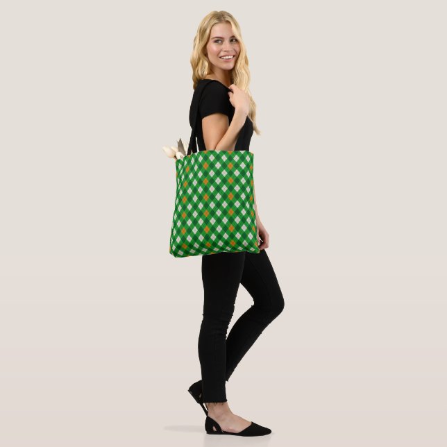 Tote Bag Saint Patrick's Day irlandais couleur argyle (Sur le modèle)