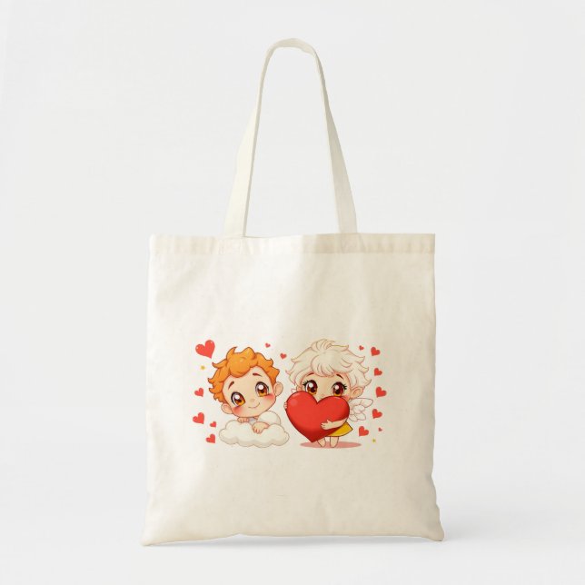 Tote Bag Saint-Valentin 2025 : Angels mignons et joyeux 👼  (Devant)