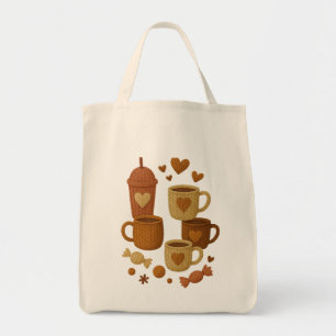 Tote Bag Saint Valentin Amour Café Cœurs Tissés Câlins