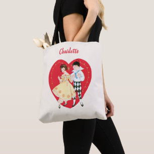 Tote Bag Saint Valentin, Arlequin Vintage et Coeur