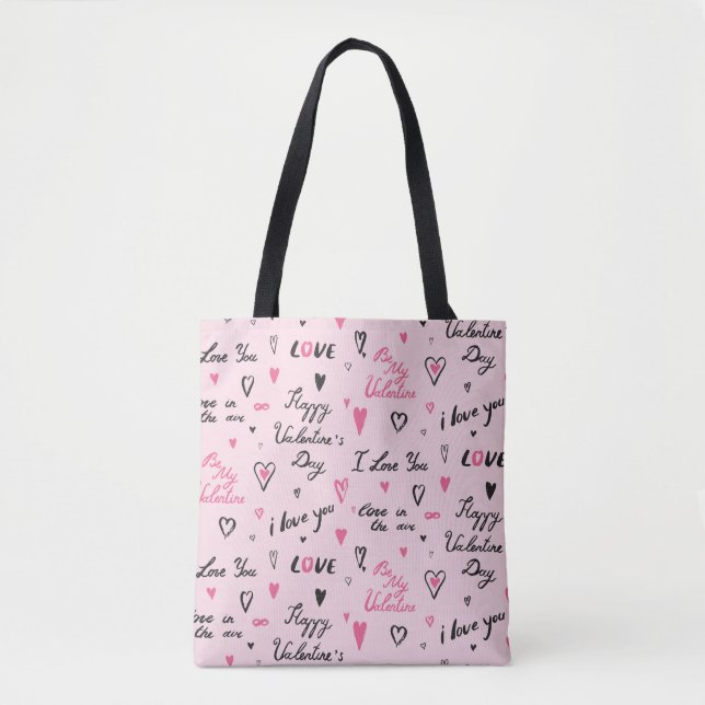 Tote Bag Saint-Valentin : Arrière - plan "Je t'aime". (Devant)
