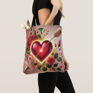 Tote Bag Saint Valentin Coeur d'or et Rose