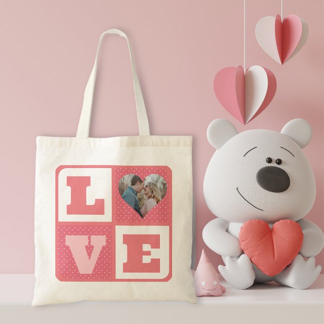 Tote Bag Saint-Valentin Romantique rose Love Heart Photo (Créateur téléchargé)
