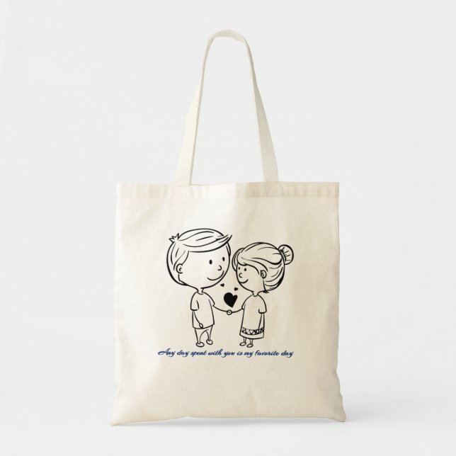 Tote Bag Saint Valentin Thème couple Design (Devant)