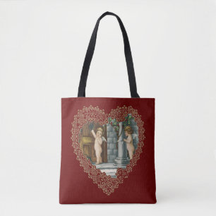 Tote Bag Saint-Valentin victorien, anges vintage avec lettr