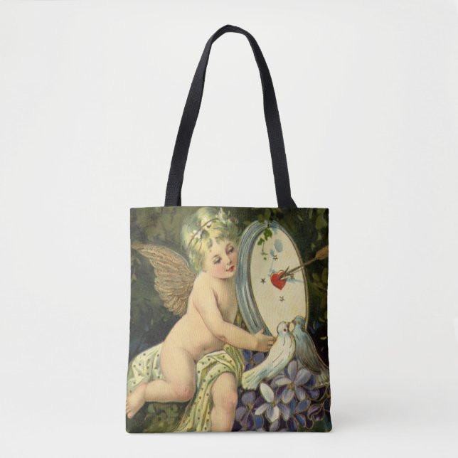 Tote Bag Saint-Valentin victorien, oiseaux de l'amour d'ang (Devant)
