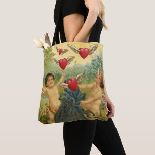 Tote Bag Saint-Valentin vintage, Coeurs de Cherubs victorie