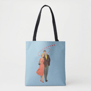 Tote Bag Saint-Valentin vintage, cœurs flottants romantique