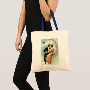 Tote Bag Saint-Valentin vintage victorien Baiser sur la Lun