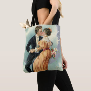 Tote Bag Saint-Valentin vintage victorien Baiser sur la Lun